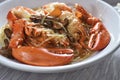 Lobster with E-fu Noodle Royalty Free Stock Photo