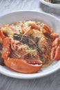 Lobster with E-fu Noodle Royalty Free Stock Photo