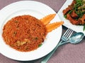 Chinese cuisine Schezwan fried rice, chilli chicken Royalty Free Stock Photo