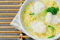 Chinese cuisine shrimp wonton dumpling noodle soup food Royalty Free Stock Photo