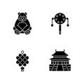 Chinese culture black glyph icons set on white space Royalty Free Stock Photo