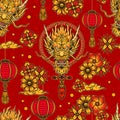 Chinese culture colorful seamless pattern