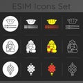 Chinese culture dark theme icons set Royalty Free Stock Photo