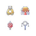 Chinese culture RGB color icons set Royalty Free Stock Photo