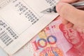 Chinese currency and passbook Royalty Free Stock Photo