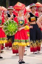 Chinese dancing girl in Zhuang ethnic Festival