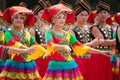 Chinese dancing girl in Zhuang ethnic Festival