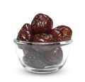 Chinese date or Jujube or monkey apple in syrup with glass bowl isolated on white background ,include clipping path