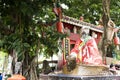 Chinese deity sit on turtle statues in Tin Hau Temple or Kwun Yam Shrine at Repulse Bay in Hong Kong, China Royalty Free Stock Photo