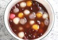 Chinese dessert, red bean soup with rice ball