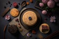 chinese dessert shu cake traditional mooncakes with pastries and berries