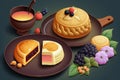 chinese dessert shu cake traditional mooncakes with pastries and berries