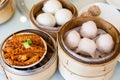 Chinese Dim Sum in Bamboo Steamer Royalty Free Stock Photo