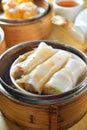 Steam Pork roll rice sheet dumpling dim sum Royalty Free Stock Photo