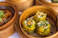 Chinese dimsum bamboo steamer isolated on white background Royalty Free Stock Photo