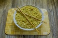 Chinese dish of noodles and chopsticks