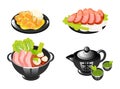 Chinese dishes color icons set