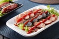 Chinese dishes, the sliced tasty chorizo sausage