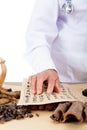 Chinese doctors of Chinese medicine are taking medicine according to the prescription Royalty Free Stock Photo