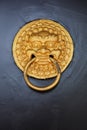 Chinese Door Knocker located on the entrance to a Temple, China Royalty Free Stock Photo