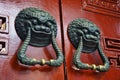 Chinese Doors with Traditional Metal Lion Handles