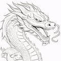 Chinese dragon black and white coloring card. Chinese New Year celebrations