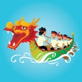 Chinese Dragon Boat competition illustration Royalty Free Stock Photo