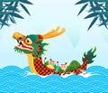 Chinese Dragon boat Race festival with rice dumpling, cute character design Happy Dragon boat festival on background greeting card Royalty Free Stock Photo