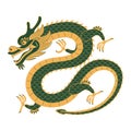 Chinese dragon character, Asian zodiac sign line art illustration. Royalty Free Stock Photo