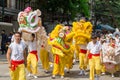 Chinese dragon dance at Bangkok China Town in Vegetarian Festival Royalty Free Stock Photo