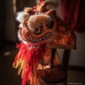 Chinese Dragon Dance Costume on Wooden Chair