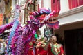 Chinese dragon dance on the streets of Singapore.