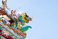 Chinese dragon decoration on the roof against blue sky Royalty Free Stock Photo