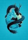 Chinese dragon encircling the world