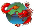 Chinese dragon entwining Earth Royalty Free Stock Photo