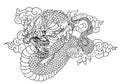 Hand drawn Chinese dragon isolate on white background.