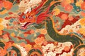 Chinese dragon with floral pattern new year