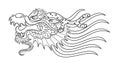 Fictional dragon stylized in Chinese style. Chinese dragon head. Vector contour illustration isolated on white