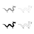 Chinese dragon icon set grey black color