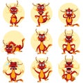 Chinese Dragon Mascot Emoticons Set