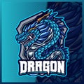 Chinese Dragon mascot esport logo design illustrations vector template, Beast logo for team game streamer youtuber banner twitch