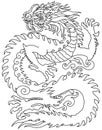 Chinese dragon outline silhouette. Side view tattoo
