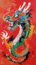 very cute Chinese dragon abstract simple lines illustration Picasso