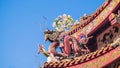 Chinese dragon on the roof of chinese temple.the eaves of a temple in China Dragons on the roof of Heaven Worshiping Palace . Royalty Free Stock Photo