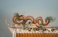 Chinese dragon sculpture decorate on chinese-style temple roof Royalty Free Stock Photo