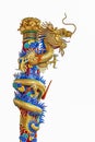 Chinese dragon sculpture on white background Royalty Free Stock Photo
