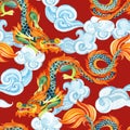 Chinese Dragon seamless pattern. Asian dragon illustration