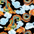 Chinese Dragon seamless pattern. Asian dragon illustration