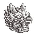 Chinese dragon sketch. Vintage vector illustration