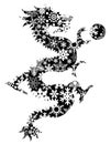 Chinese Dragon Snowflakes Black and White Clip Art